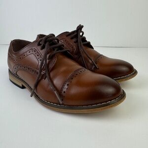 Stacy Adams  Boys Brown Faux Leather Oxford Dress Shoes  43418-221 Boy's Sz 12M
